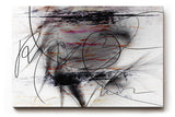 Sinus Art Wandbild 120x80cm Geschwungene schwarze Linien auf weißem Grund mit Farbverläufen und Textur