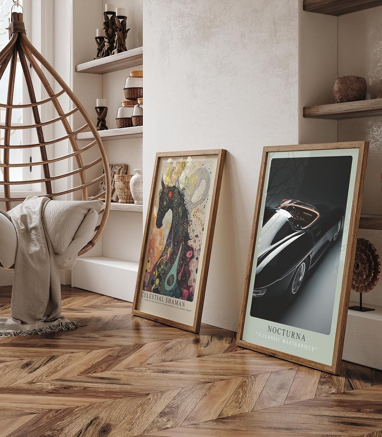 Paul Sinus Leinwandbild 40x60cm Leinwandbild Nocturna Eleganz Oldtimer Luxus Sportwagen Retro Design Schwarz Automobil Klassik Geschwindigkeit Vintage Stil