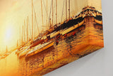 Sinus Art Wandbild 120x80cm Wunderschöner Sonnenuntergang über ruhigem Wasser mit segelnden Booten