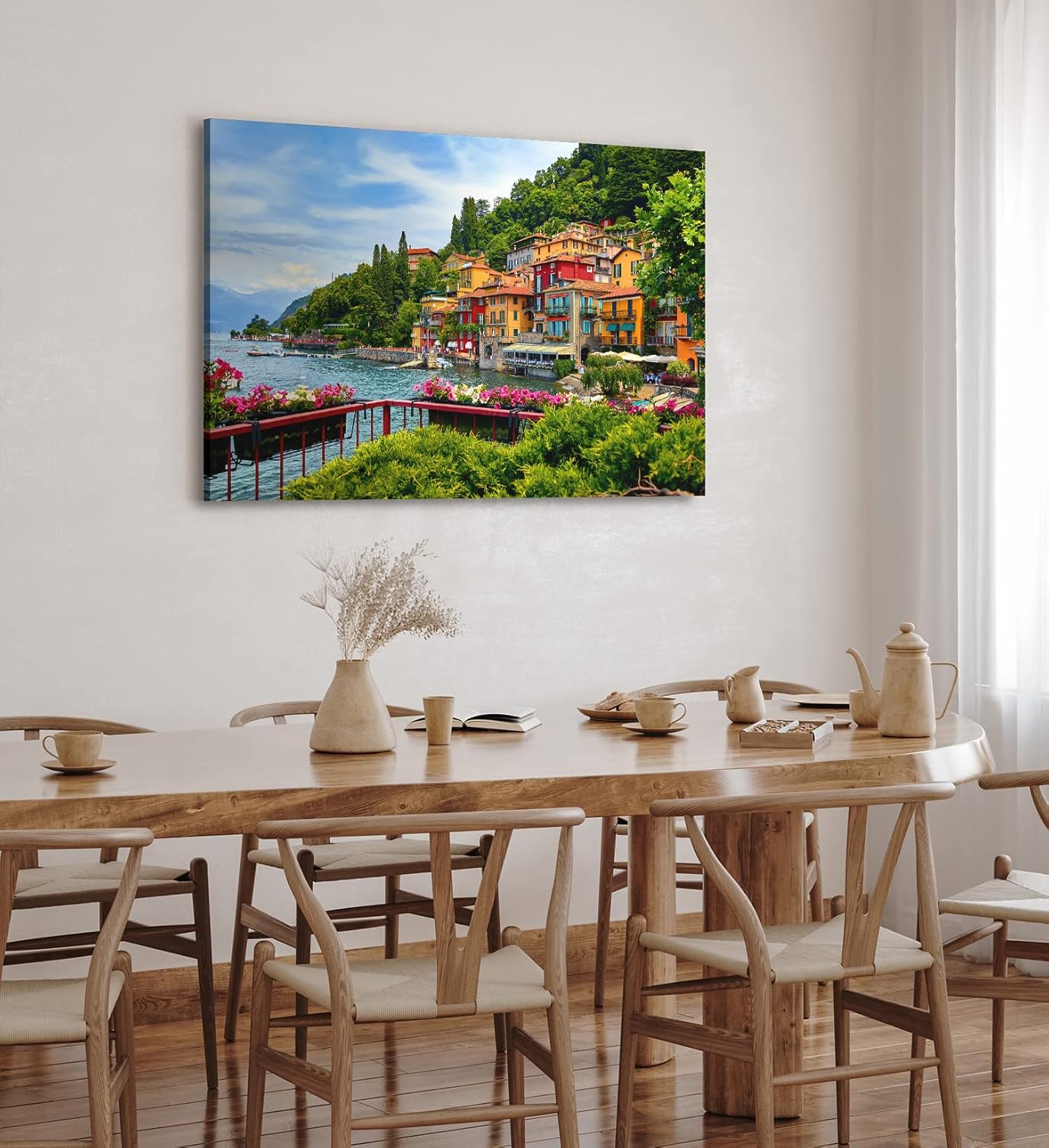 Paul Sinus Wandbild 120x80cm Comer See Italien Häuser Boote Berge Natur