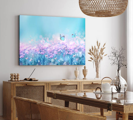 Paul Sinus Wandbild 120x80cm Schmetterling Wiese Blau Frühling Sommerwiese Fotokunst