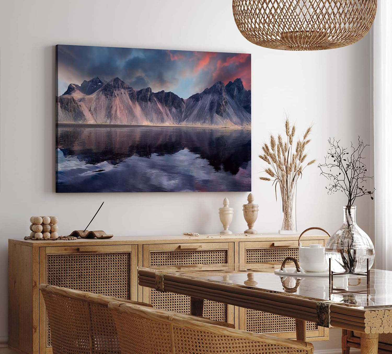 Paul Sinus Wandbild 120x80cm Klifatindur Island Berg schwarzer Strand isländische Landschaft