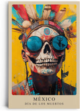 Paul Sinus Leinwandbild 60x90cm Día de los Muertos farbenfroh mystisch kunstvolle Wandkunst Totenschädel modern intensiv faszinierend spirituell