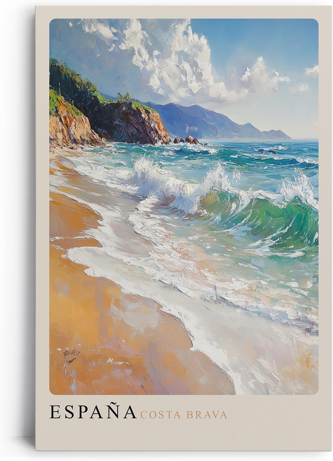 Paul Sinus Leinwandbild 60x90cm Leinwandbild Costa Brava mediterrane Küste Meeresrauschen traumhafte Natur spanische Landschaft sommerliche Ästhetik