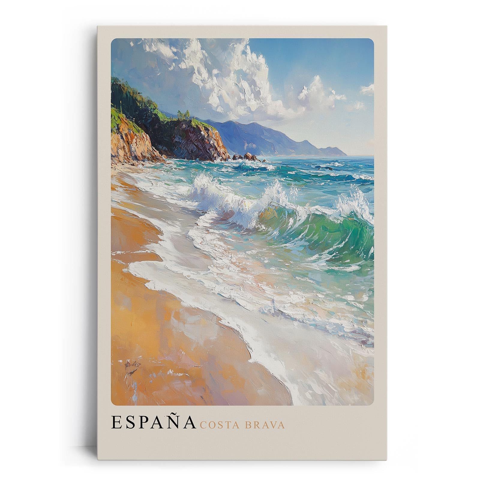 Paul Sinus Leinwandbild 60x90cm Leinwandbild Costa Brava mediterrane Küste Meeresrauschen traumhafte Natur spanische Landschaft sommerliche Ästhetik