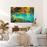 Paul Sinus Wandbild 120x80cm Bergsee Natur Wasser Bäume See Sonnenstrahlen Türkis