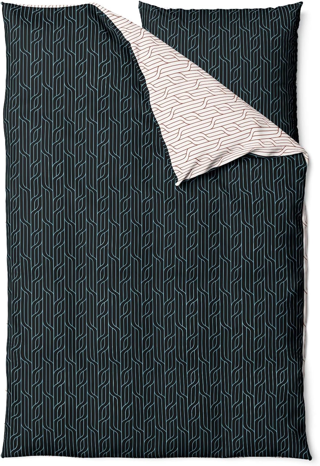 Sinus Art Mikrofaser Bettwäsche 135x200 cm + 80x80 cm – Wendedesign in Sandbeige & Anthrazit mit grafischem Muster, pflegeleicht & atmungsaktiv