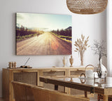 Paul Sinus Wandbild 120x80cm Straße Sonnenschein Berge Tannenbäume Natur Alaska