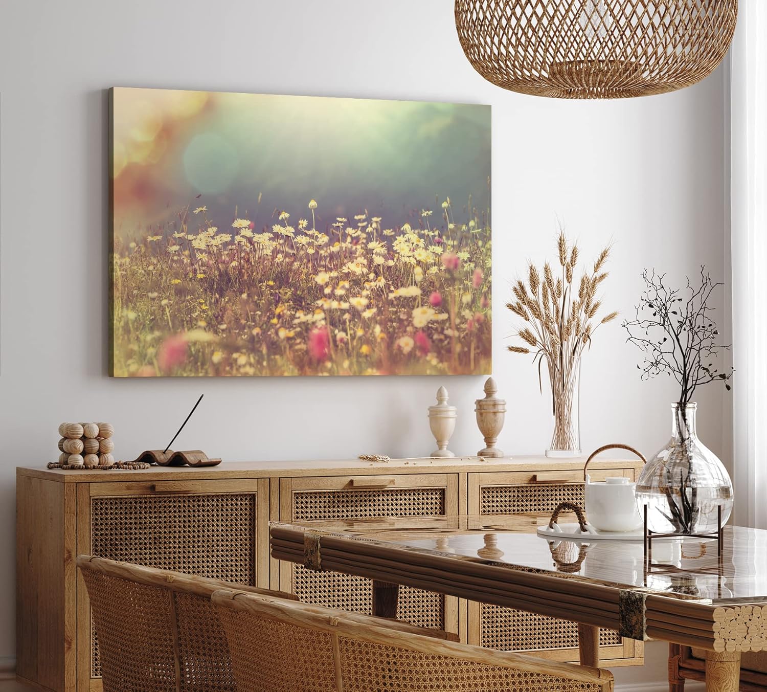 Paul Sinus Wandbild 120x80cm Wildblumen Feld Gänseblümchen Sommer Sonnenschein