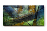 Sinus Art Wandbild 120x80cm Schräge Linien und Flächen in Blau, Grün, Ocker und Schwarz mit Texturwirkung
