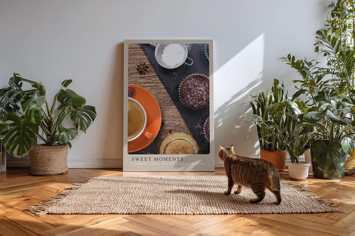 Paul Sinus Kunstdruck 40x60cm Sweet Moments mit Kaffee, Muffins und Gewürzen auf Holzbrett