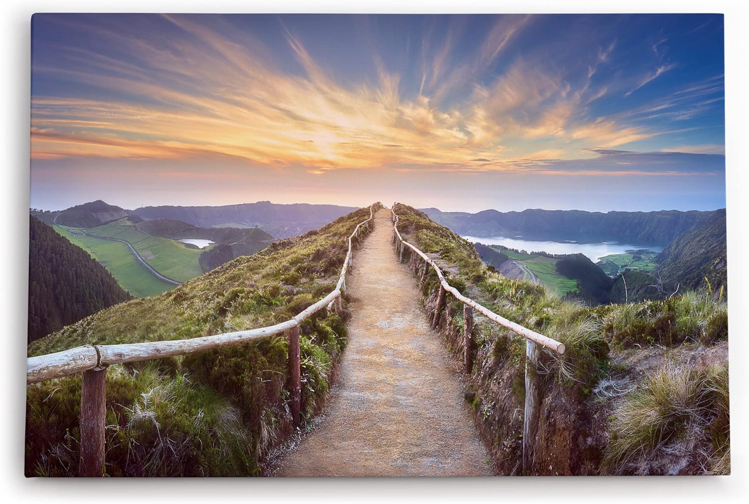 Paul Sinus Wandbild 120x80cm Ponta Delgada Azoren Portugal Berge Bergweg Sonnenuntergang