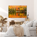 Paul Sinus Wandbild 120x80cm See Herbst Bäume Rot Wasserspieglung Natur