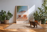 Paul Sinus Kunstdruck 40x60cm Coastal Calm Strand Liegestühle Sonnenschirm Urlaub Ruhe Tropen