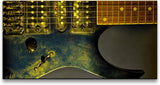 Gitarre in schwarz ca. 130x70cm Wandbild inklusive Schattenfugenrahmen weiss - Panorama Leinwand Bild XXL Format Wandbilder Wohnzimmer Wohnung Deko Kunstdrucke