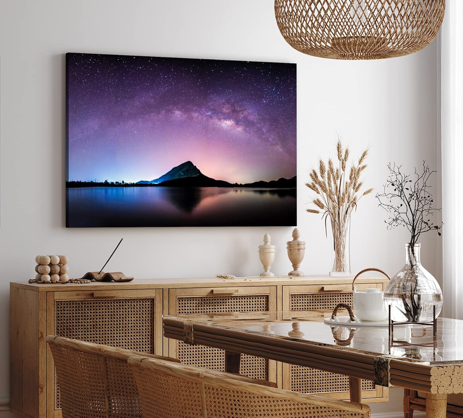 Paul Sinus Wandbild 120x80cm Berg See Nacht Milchstraße Sternenhimmel Sterne