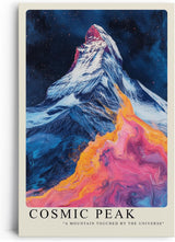 Paul Sinus Leinwandbild 40x60cm Leinwandbild Cosmic Peak – Faszinierende Darstellung eines Berggipfels mit kosmischen Farben, surrealer Naturkunst