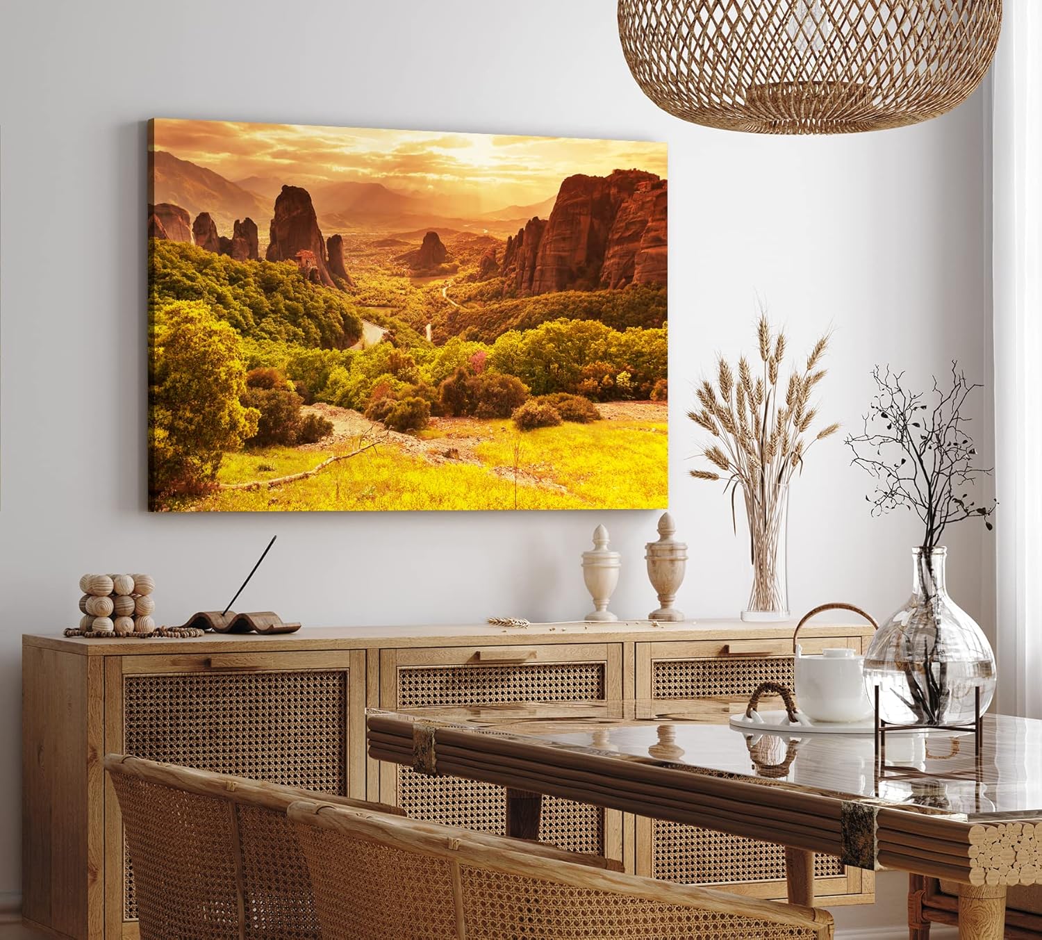 Paul Sinus Wandbild 120x80cm Meteora Kloster Griechenland Steinsäulen Landschaft Berge