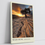 Paul Sinus Leinwandbild 80x120cm Wadi Rum Einsamer Wächter – Mystische Wüstenlandschaft mit Baum und dramatischem Sonnenuntergang in Jordanien, Natur