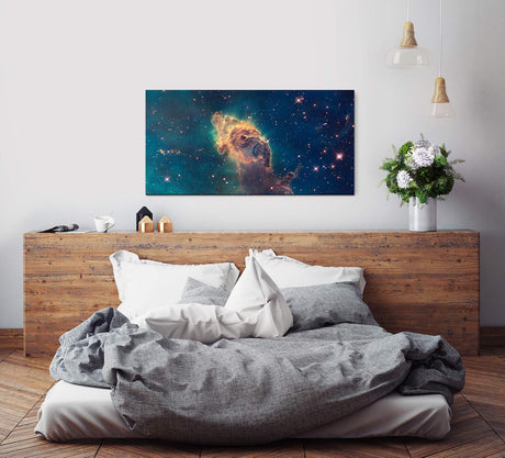 Astronomischer Nebel ca. 130x70cm Wandbild inklusive Schattenfugenrahmen schwarz - Panorama Leinwand Bild XXL Format Wandbilder Wohnzimmer Wohnung Deko Kunstdrucke