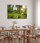 Paul Sinus Wandbild 120x80cm Fichtenwald Wald Grün Sonnenstrahlen Natur Bäume