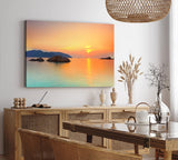 Paul Sinus Wandbild 120x80cm Thailand Meer Sonnenuntergang Berge Felsen roter Himmel
