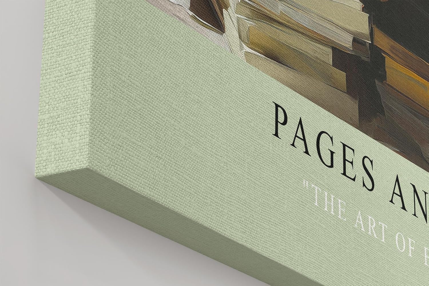 Paul Sinus Wandbild in 40x60cm Pages and Peace – Meditatives Porträt einer jungen Frau, sitzend auf Bücherstapeln im Schneidersitz und lesend, zeitgenössische Bilder in harmonischer Farbgebung