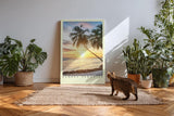 Paul Sinus Kunstdruck 40x60cm Sunset Paradise – Palmen bei Sonnenuntergang an tropischem Strand mit warmem Licht