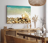 Paul Sinus Wandbild 120x80cm Muschel Strand runde Steine Meer Sommer Sonne