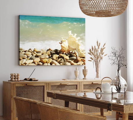Paul Sinus Wandbild 120x80cm Muschel Strand runde Steine Meer Sommer Sonne