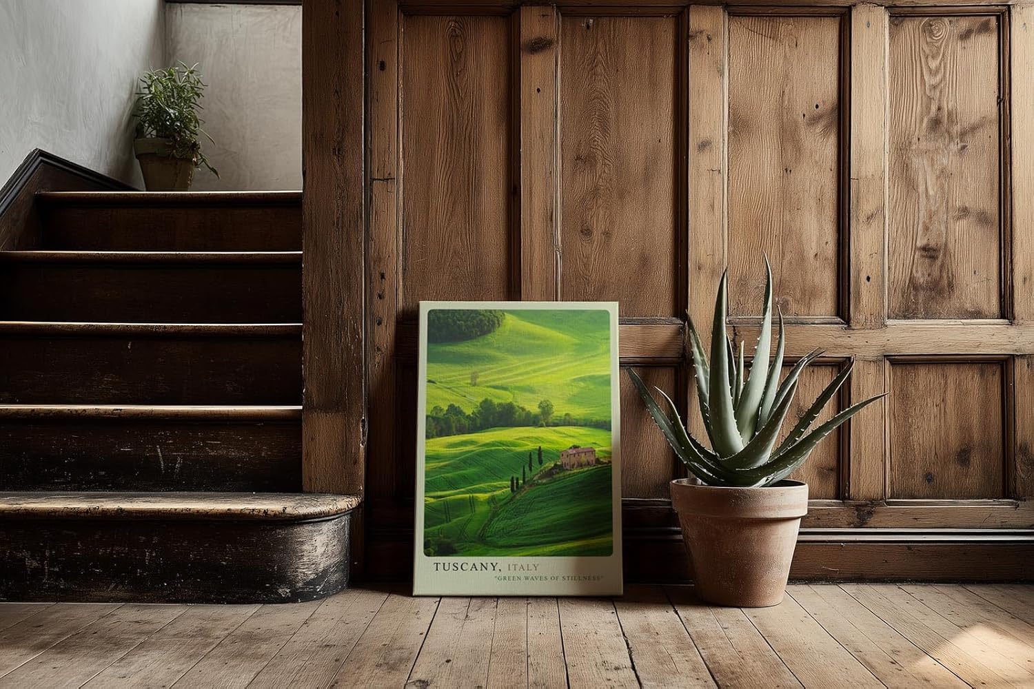 Paul Sinus Kunstdruck 40x60cm Tuscany Italien goldgrüne Hügellandschaft mit Bauernhaus und Zypressen im Licht