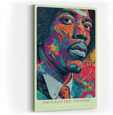 Paul Sinus Wandbild in 40x60cm Jimi's Electric Universe Buntes Musikerportrait mit psychedelischen Mustern