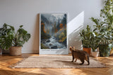 Paul Sinus Kunstdruck 40x60cm Autumn Valley – Herbstliches Flusstal mit buntem Wald und Nebelschwaden in den Bergen