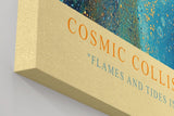 Paul Sinus Wandbild in 40x60cm Cosmic Collision in intensiven Blauund Orangetönen mit dynamischem Farbverlauf für moderne Raumgestaltung