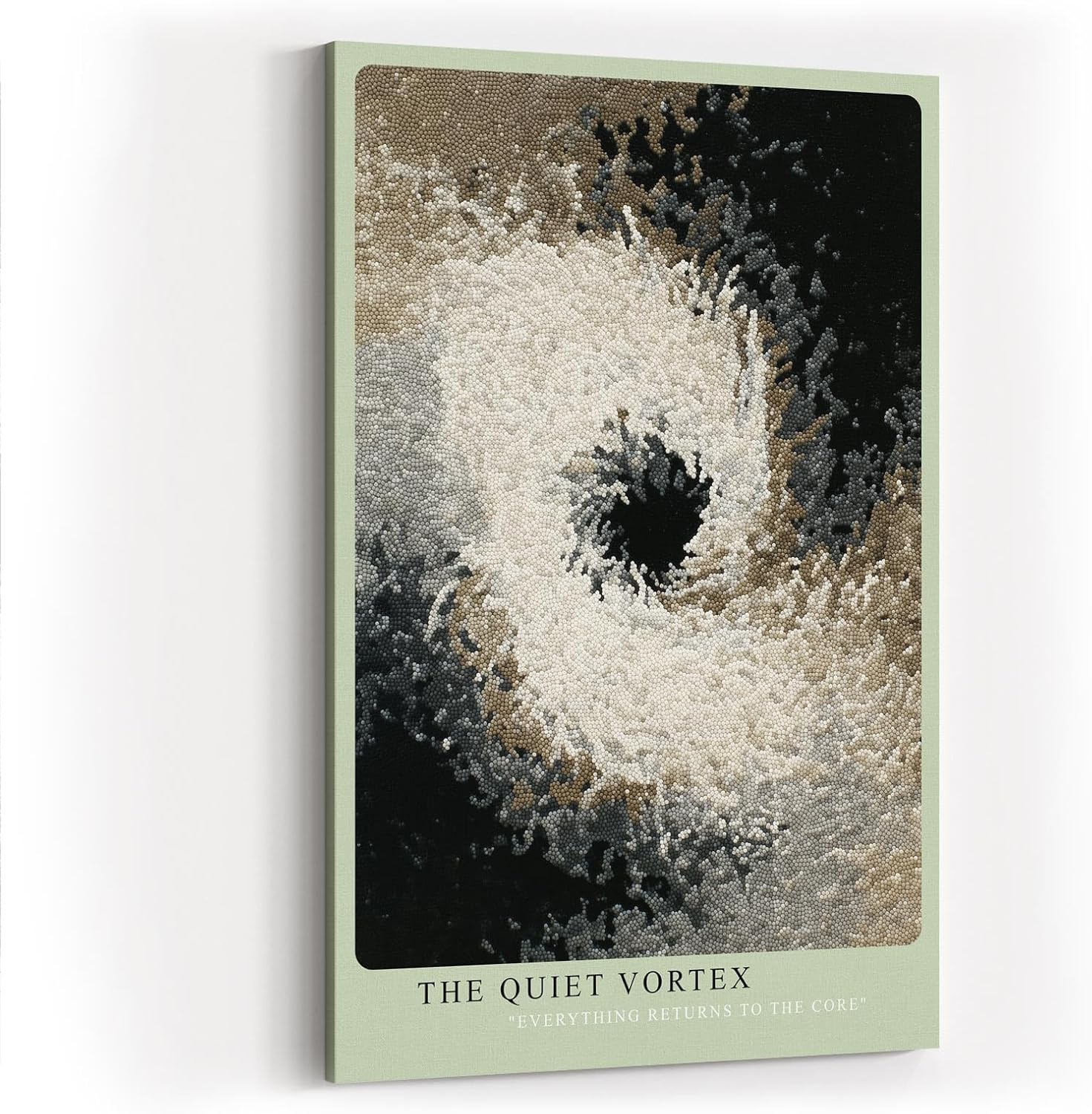 Paul Sinus Wandbild in 40x60cm The Quiet Vortex – Abstrakte Wirbelkomposition in Schwarz, Weiß und Brauntönen mit sanften Übergängen