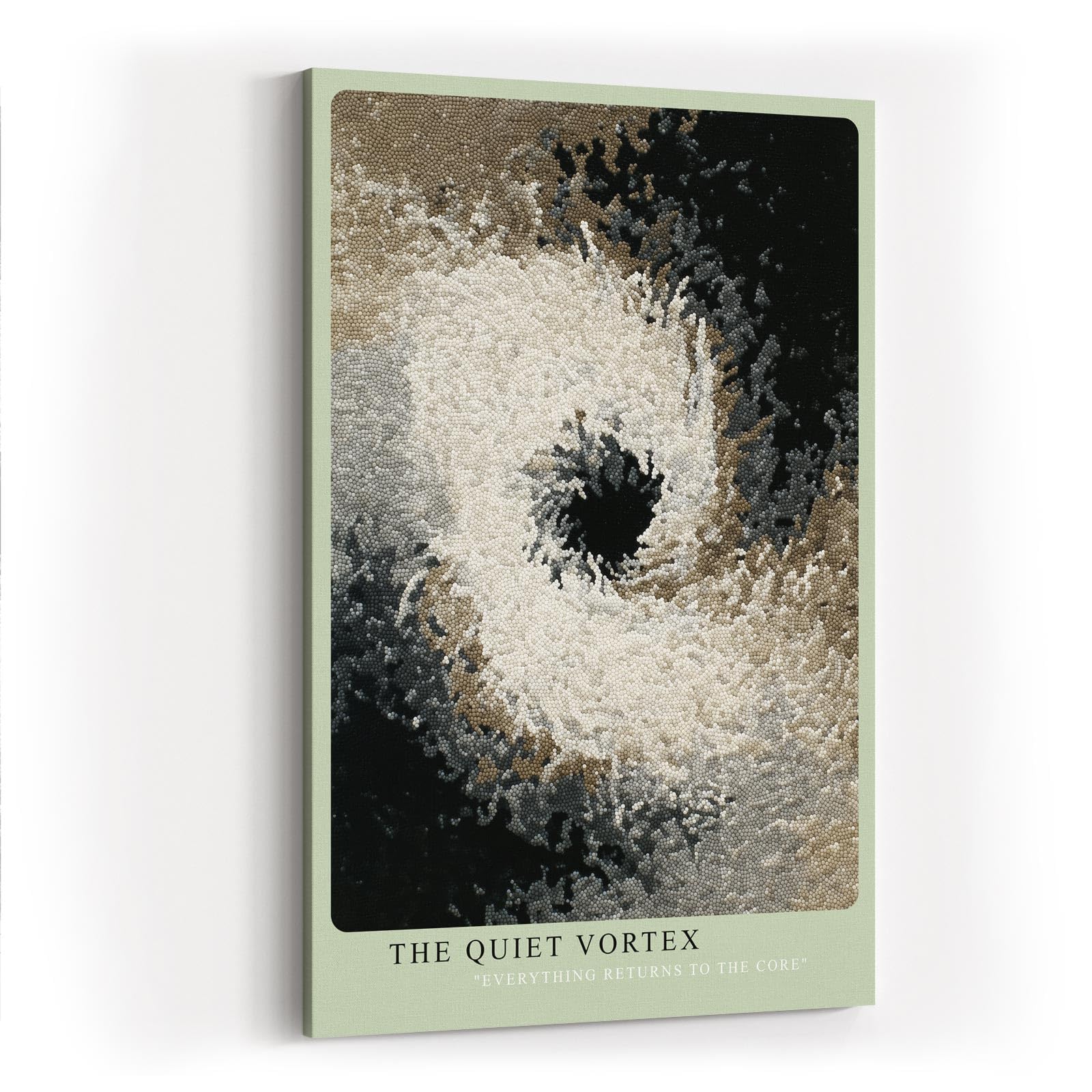 Paul Sinus Wandbild in 40x60cm The Quiet Vortex – Abstrakte Wirbelkomposition in Schwarz, Weiß und Brauntönen mit sanften Übergängen