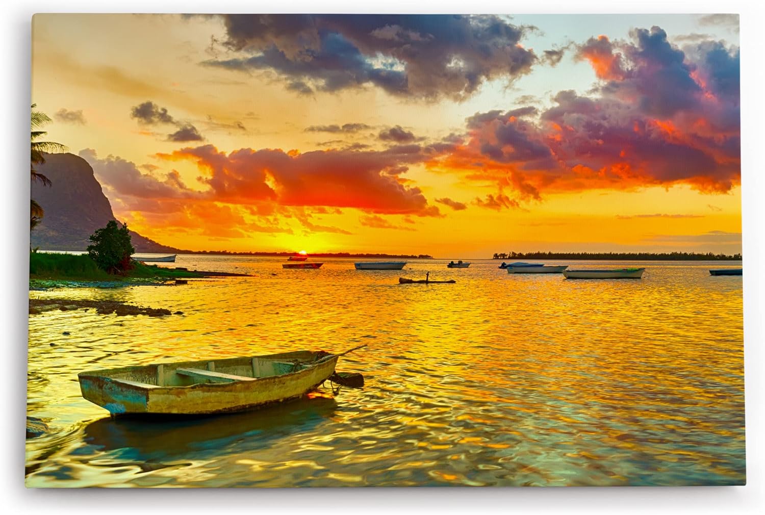 Paul Sinus Wandbild 120x80cm Italien Sonnenuntergang Mittelmeer Fischerboote Abendröte