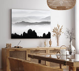 Paul Sinus Wandbild 120x80cm Schwarze weiße Berglandschaft Berge Gebirge Fotokunst Abstrakt