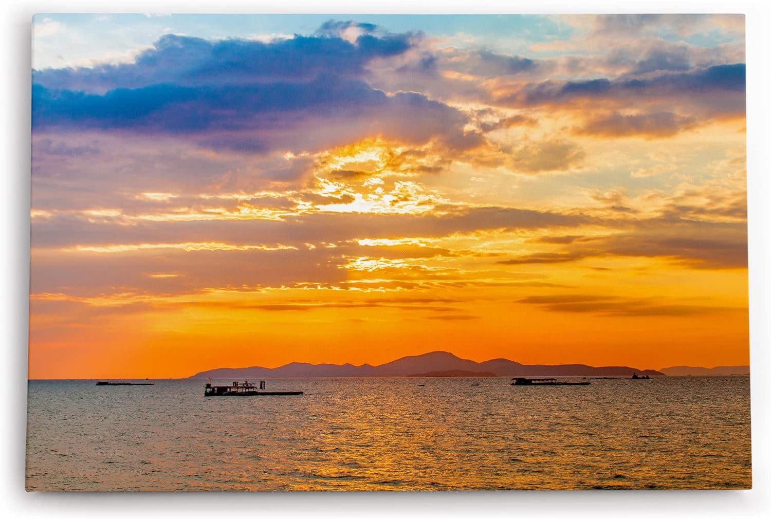 Paul Sinus Wandbild 120x80cm Thailand Meer roter Himmel Sonnenuntergang Schiffe