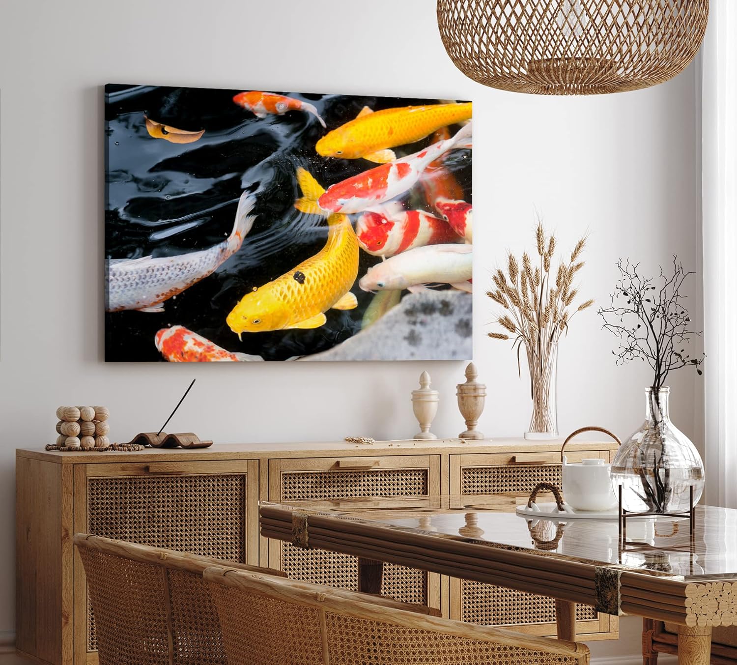 Paul Sinus Wandbild 120x80cm Koi Koiteich Zuchtkarpfen Farbenfroh Fische Teich