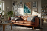 Paul Sinus Wandbild in 40x60cm The Edge of Calm – Luftaufnahme von Strand und Wellen in Türkisund Sandtönen