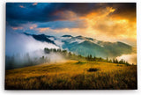 Paul Sinus Wandbild 120x80cm Alpen Nebel Berge Wolken Landschaft Wiese