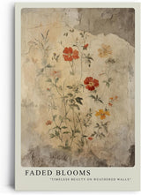 Paul Sinus Leinwandbild 40x60cm verwitterte Blumenmalerei auf antiker Wand mit nostalgischem Charme – kunstvolles Leinwandbild für stilvolle Raumgestaltung