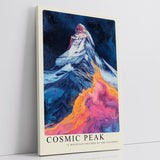 Paul Sinus Leinwandbild 40x60cm Leinwandbild Cosmic Peak – Faszinierende Darstellung eines Berggipfels mit kosmischen Farben, surrealer Naturkunst