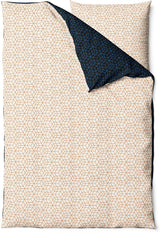 Sinus Art Mikrofaser Bettwäsche 135x200 cm + 80x80 cm – Wendedesign in Dunkelblau & Beige mit 3D-Würfelmuster, pflegeleicht & allergikerfreundlich