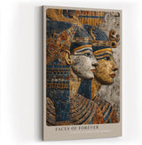Paul Sinus Wandbild in 40x60cm Faces of Forever – Reliefdarstellung zweier ägyptischer Herrscher in Gold, Blau und Steinstruktur
