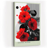 Paul Sinus Wandbild in 40x60cm Graphic Bloom – Rote Blüten im grafischen Pop-Art-Stil mit Linienund Punktmuster