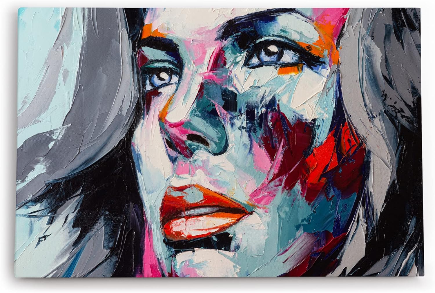 Wandbild 120x80cm Porträt einer jungen Frau Feminin Spachtel Abstrakt