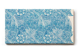 Sinus Art Wandbild 120x80cm Florales Design mit Blüten und Blättern im klassischen Vintage-Stil auf blauem Hintergrund