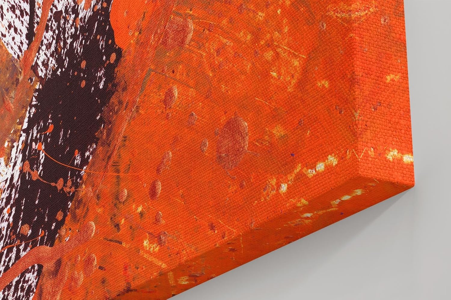 Sinus Art Wandbild 120x80cm Farbexplosion in Orange und Schwarz mit tropfenartigen Elementen und Bewegung